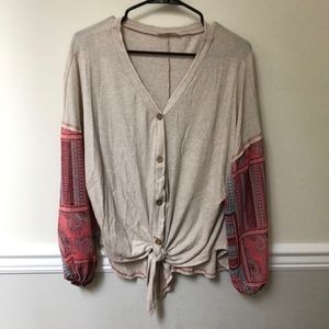 Vici button up knot top